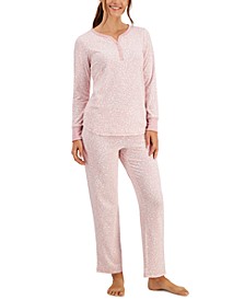 Thermal Fleece Printed Pajama Set, Created for Macy's