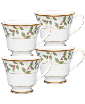 Holly Berry 8 oz Cup, Set of 4 - Macy's