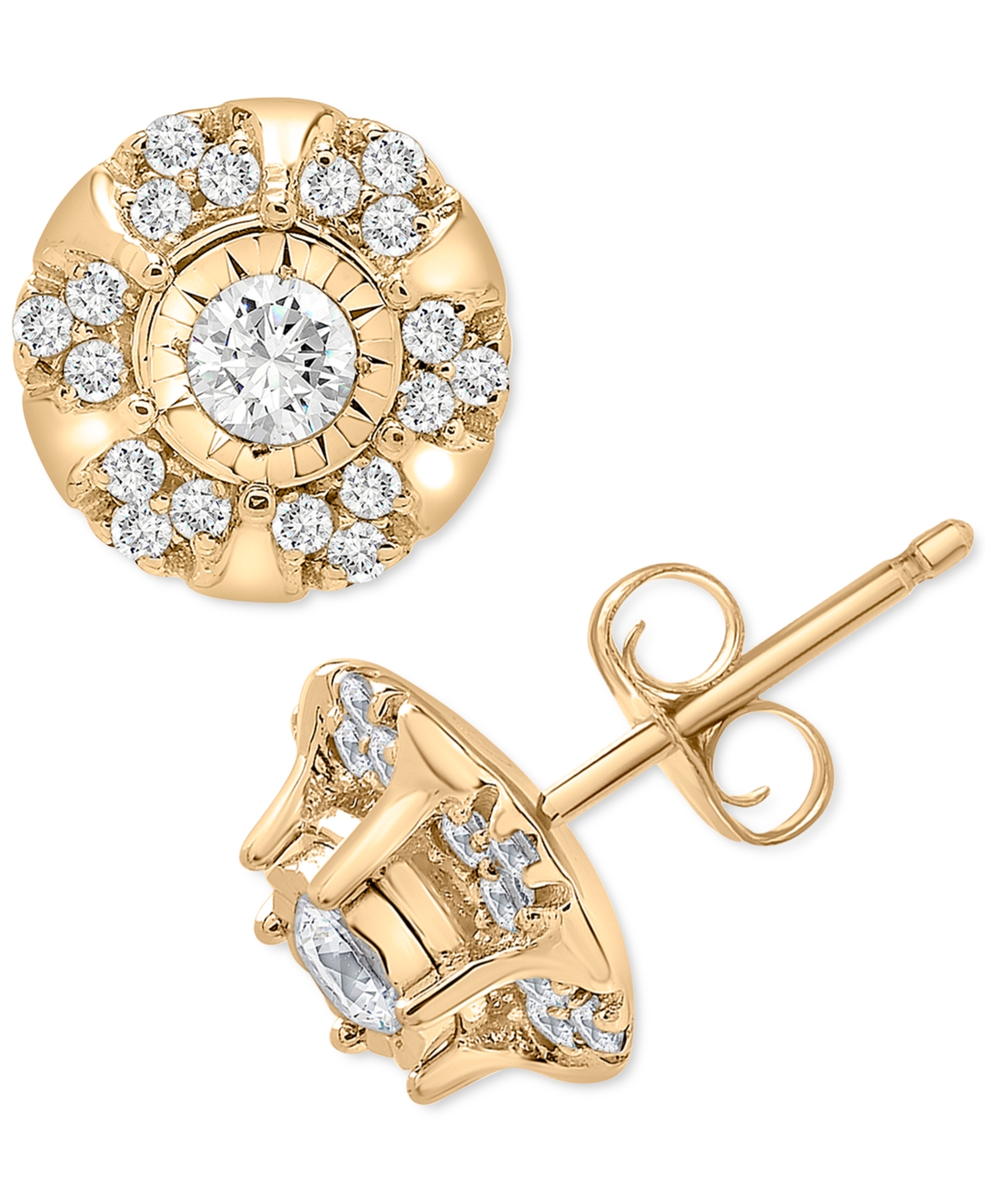 Diamond Halo Stud Earrings (1/4 ct. t.w.) in 10k White orGold - Yellow