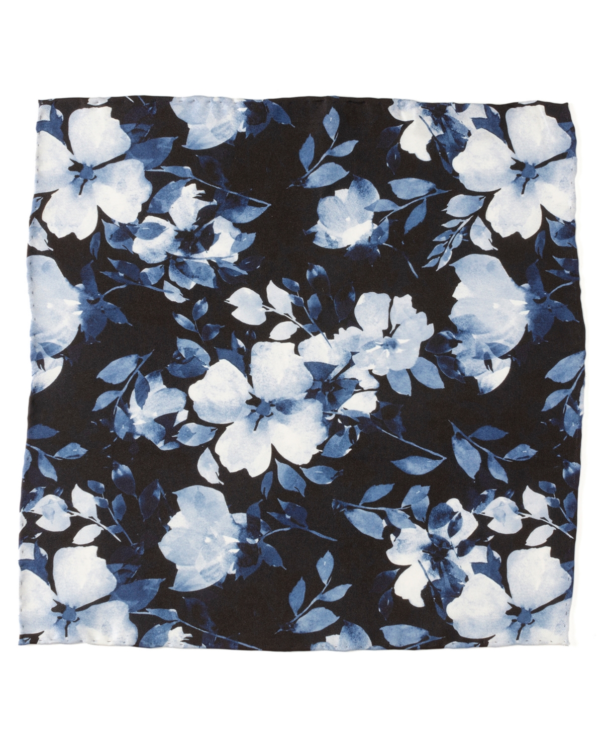 Men's Painted Floral Pocket Square - Blue