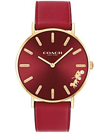 Women's Perry Red Leather Strap Watch 36mm