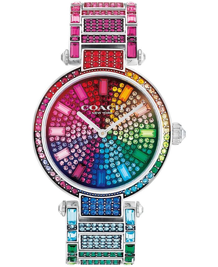 COACH Women's Cary Rainbow Crystals Stainless Steel Bracelet Watch 34mm &  Reviews - All Watches - Jewelry & Watches - Macy's