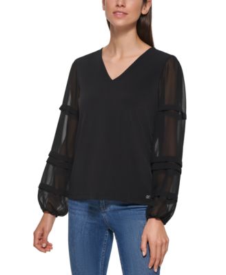 calvin klein sheer sleeve top