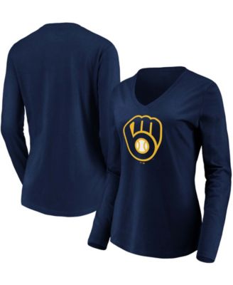 Women's Fanatics Branded Navy Milwaukee Brewers Logo Fitted T-Shirt