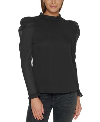DKNY - Sheer Puff-Sleeve Top