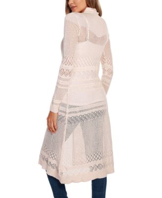 Pointelle-Stitch Duster Cardigan Sweater