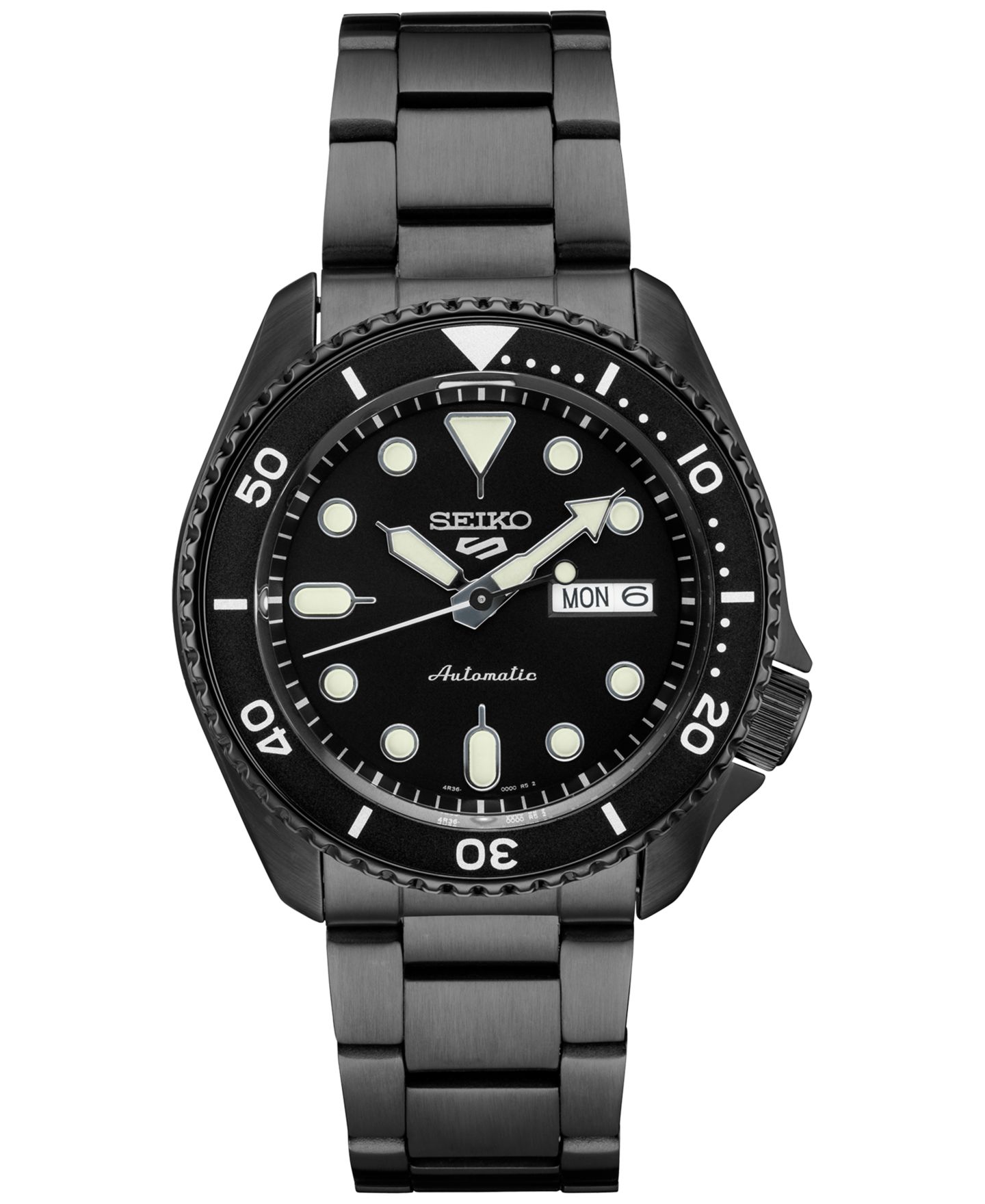 Мужские часы Seiko Automatic 5 Sports, браслет с чёрным ионным покрытием, 43 мм — фото 1