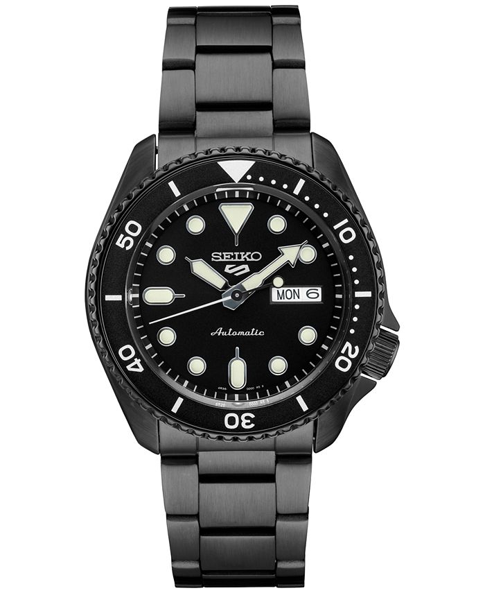 udvikling sammen Forvent det Seiko Men's Automatic 5 Sports Black Ion Finished Bracelet Watch 43mm -  Macy's