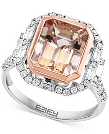 EFFY® Morganite (2-1/10 ct. t.w.) & Diamond (3/8 ct. t.w.) Ring in 14k Rose & White Gold