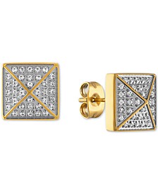 Diamond Pyramid Stud Earrings (3/8 ct. t.w.) in Gold-Tone Ion-Plated Stainless Steel, Created for Macy's