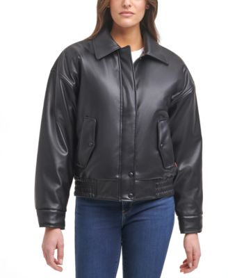 levi's faux leather bomber jacket