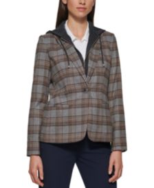 Plaid Hooded Blazer