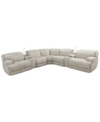 Sebaston 7-Pc. Fabric Sectional with 2 Power Motion Recliners and 2 USB Consoles, Created for Macy's