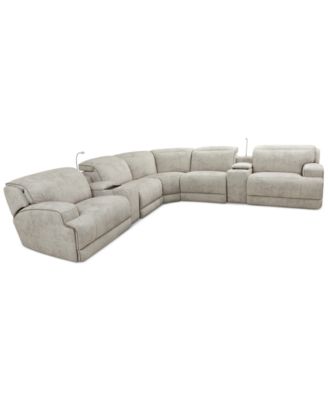Sebaston 7-Pc. Fabric Sectional with 3 Power Motion Recliners and 2 USB Consoles, Created for Macy's