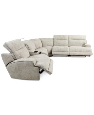 Sebaston 6-Pc. Fabric Sectional with 3 Power Motion Recliners and 1 USB Console, Created for Macy's
