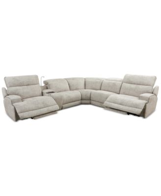 Sebaston 6-Pc. Fabric Sectional with 2 Power Motion Recliners and 1 USB Console, Created for Macy's