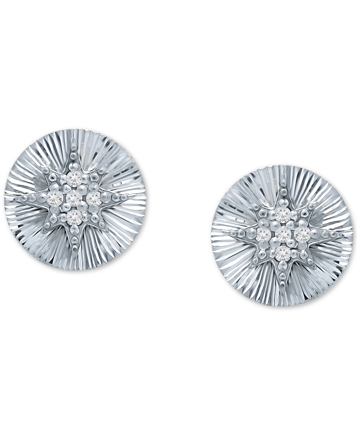 Cubic Zirconia Starburst Disc Stud Earrings, Created for Macy's - Gold over Silver
