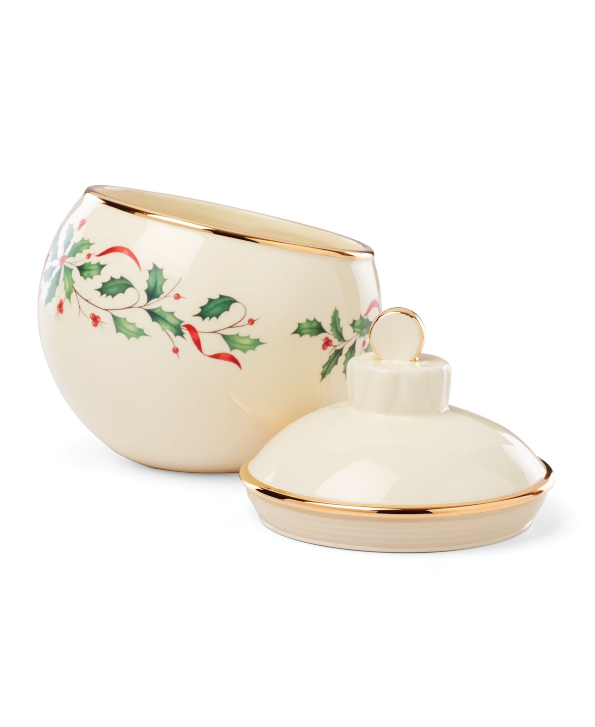 Lenox Holiday Ornament Cookie Jar In Red,green And Ivory