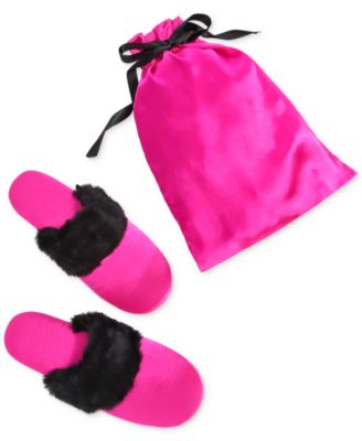Photo 1 of SIZE SMALL INC International Concepts Women's Faux-Fur-Trim Slippers, Created for Macy's Pink, SIZE SMALL