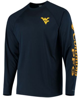 Men's PFG Navy West Virginia Mountaineers Terminal Tackle Omni-Shade Long Sleeve T-shirt