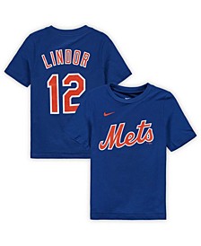 Preschool Big Boys Francisco Lindor Royal New York Mets Name Number T-shirt