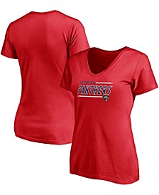 Women's Red Florida Panthers Mascot In Bounds V-Neck T-shirt