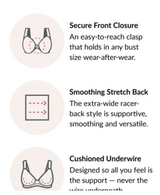 Women's Plus Size Front Close Wonder Wire Bra with Smoothing Back 1247