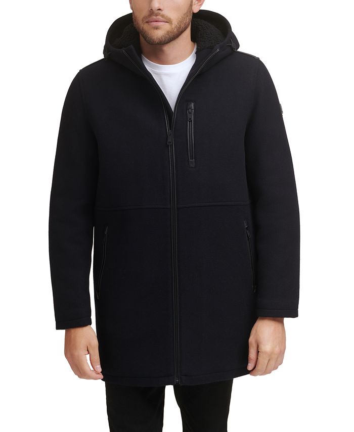 Kenneth Cole Men s Wool Melton Polyurethane Piping Detail Coat
