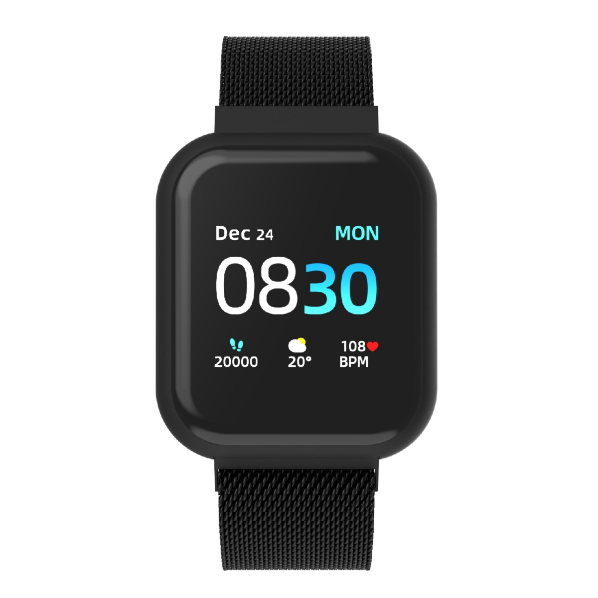 iTouch Air 3 Unisex Heart Rate Black Mesh Strap Smart Watch 40mm