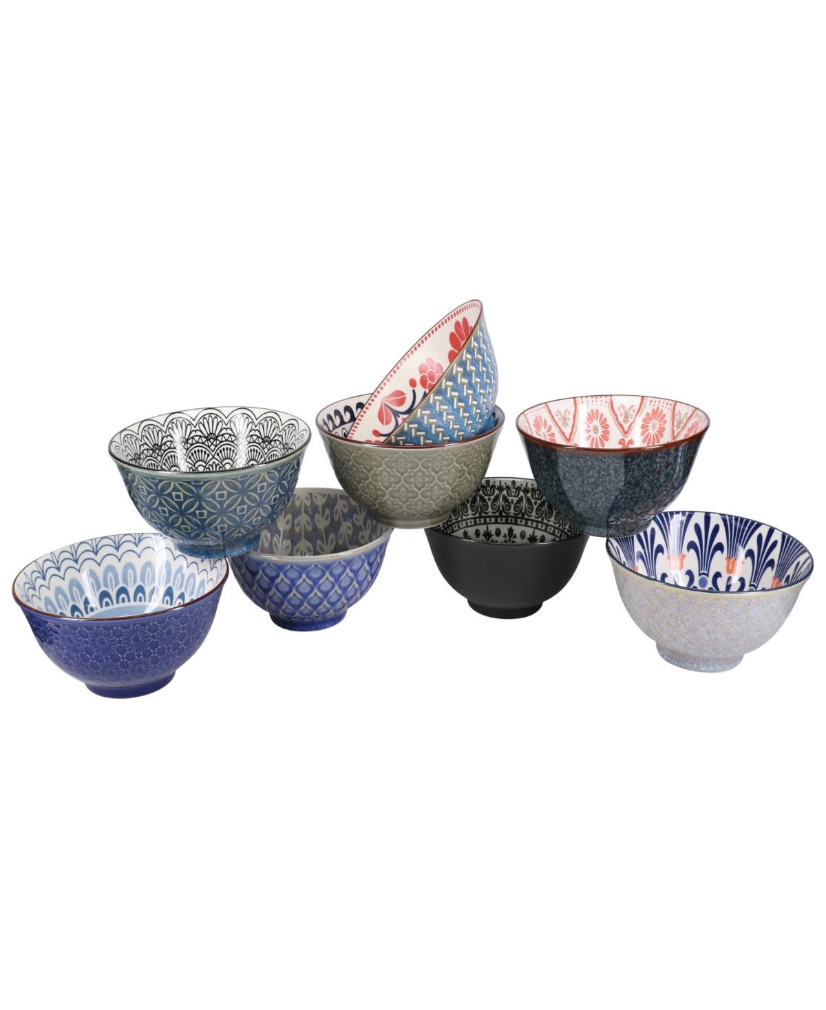 Ooh LaLa Mix and Match 23 Ounce Bowls, Set of 8 - Multi