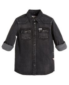 Big Boys Stretch Denim Snap Front Shirt