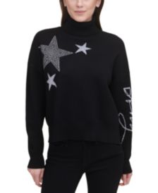 Star Print Turtleneck Sweater