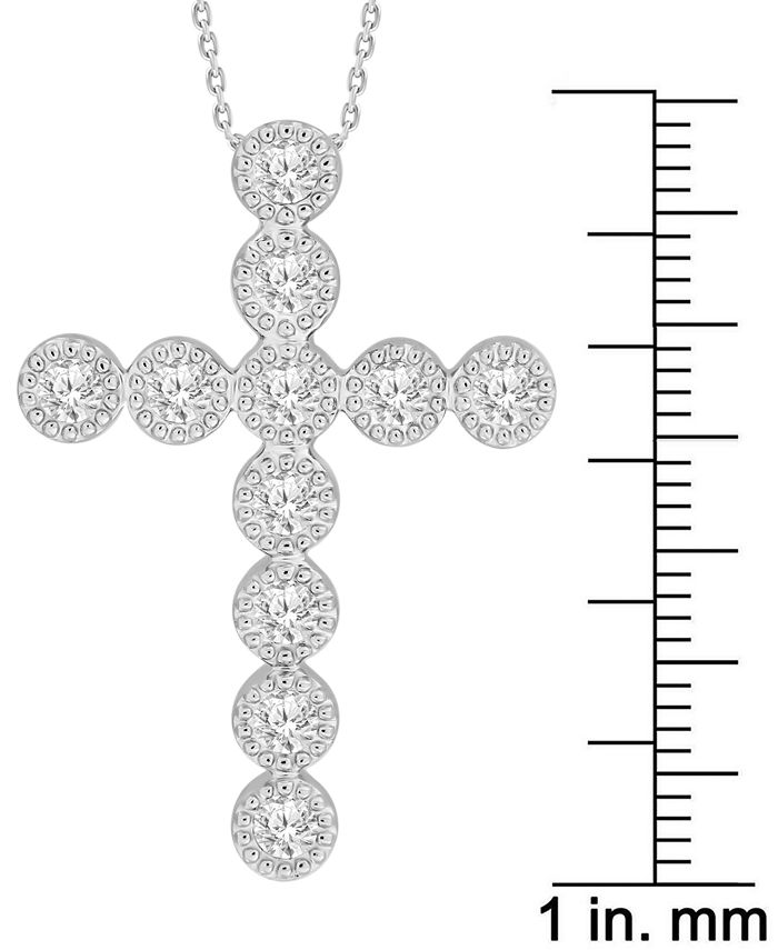 Macy's - Diamond Bezel Cross 18" Pendant Necklace (1 ct. t.w.) in 10k White Gold