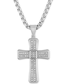 Men's Diamond Cross 22" Pendant Necklace (3/8 ct. t.w.) in Stainless Steel
