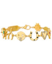 Gold-Tone Crystal Lucky Charm Flex Bracelet