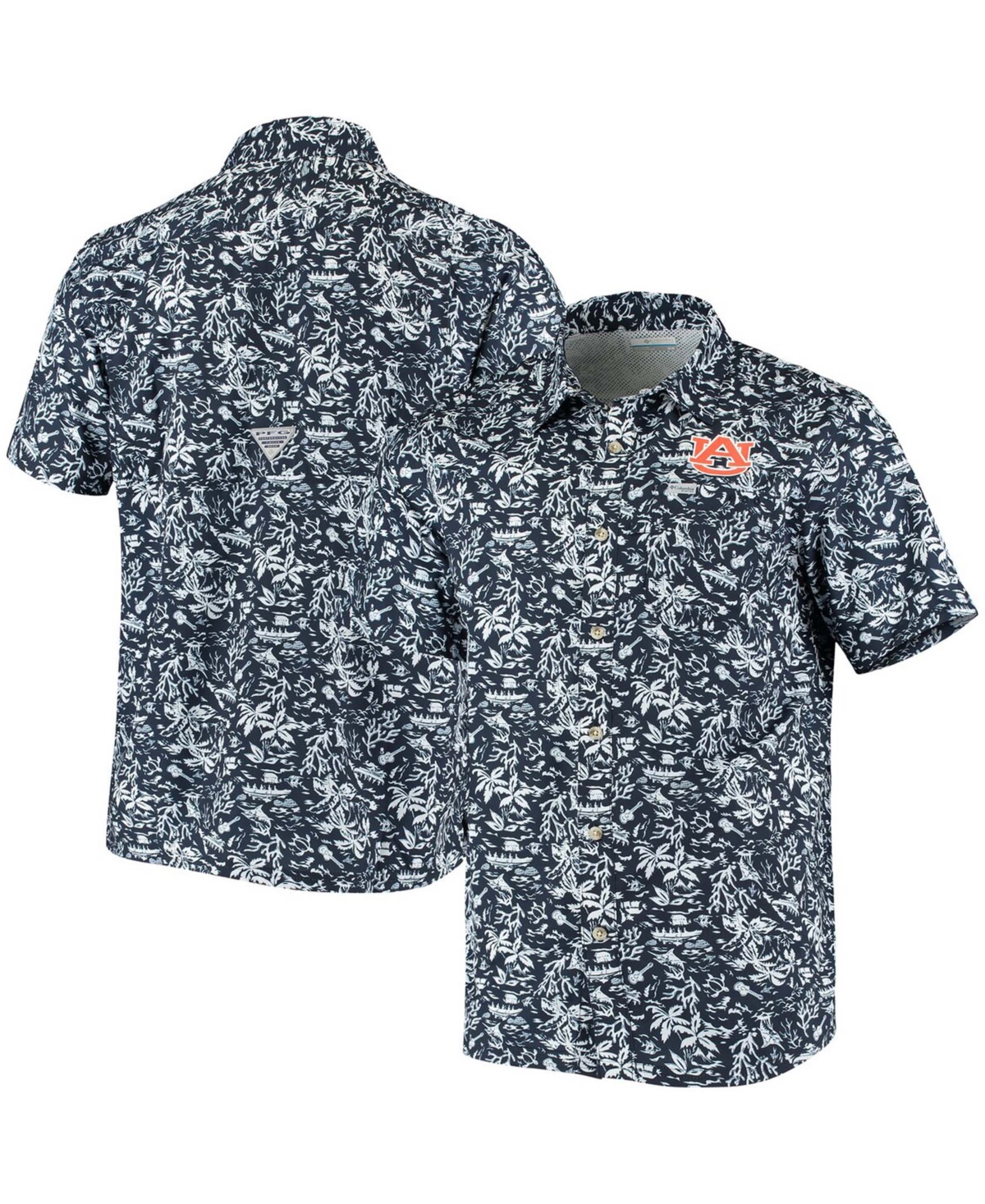 Men's Navy Auburn Tigers Super Slack Tide Button-Up Shirt - Navy