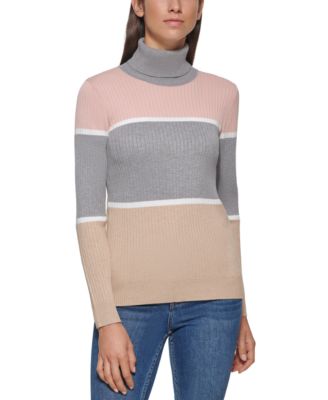 calvin klein colorblock turtleneck sweater