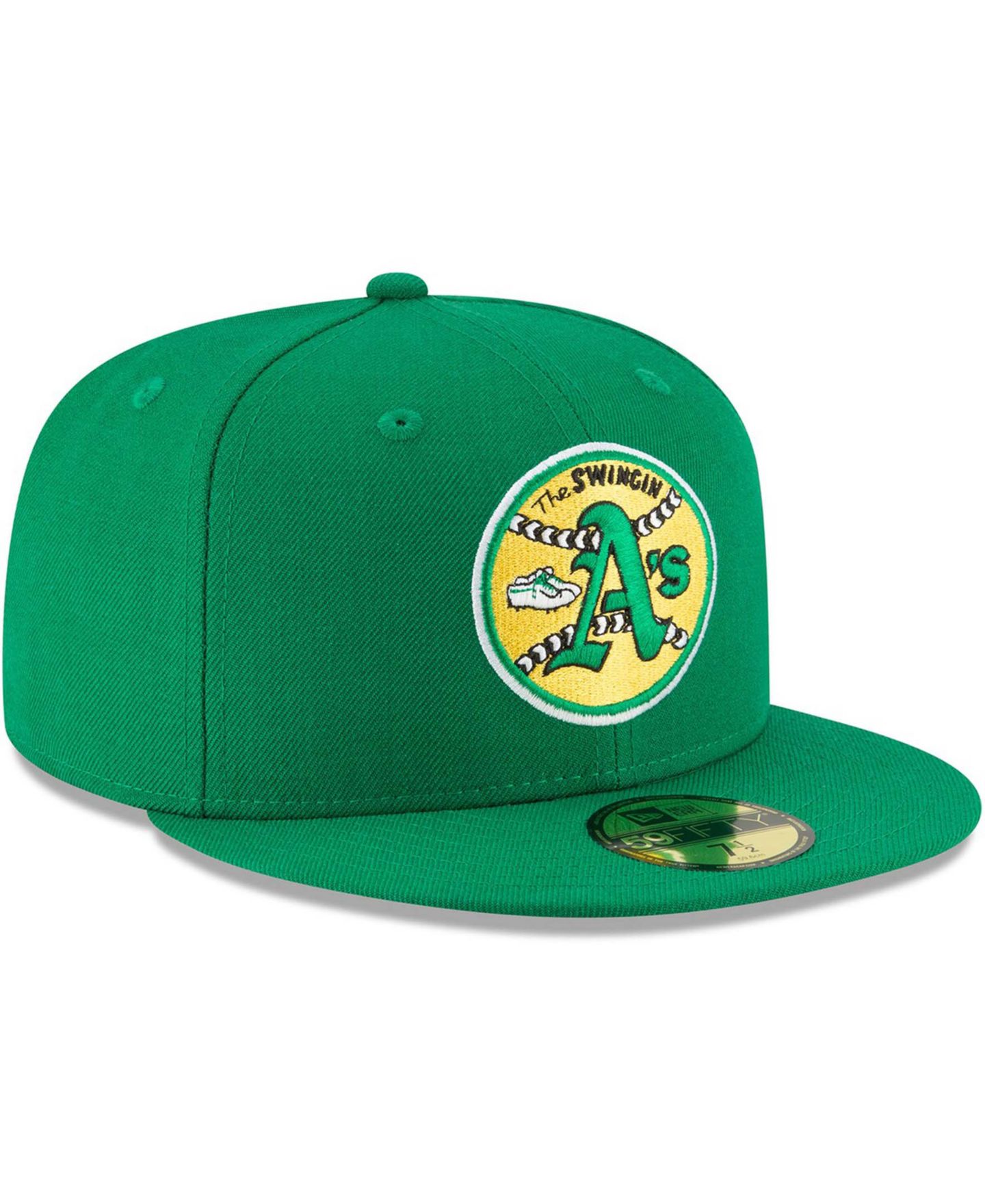Мужская кепка New Era Green Oakland Athletics Cooperstown Collection Wool 59FIFTY Fitted Hat — фото 3