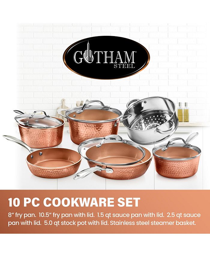 Gotham Steel Hammered Copper 10Pc. Cookware Set Macy's