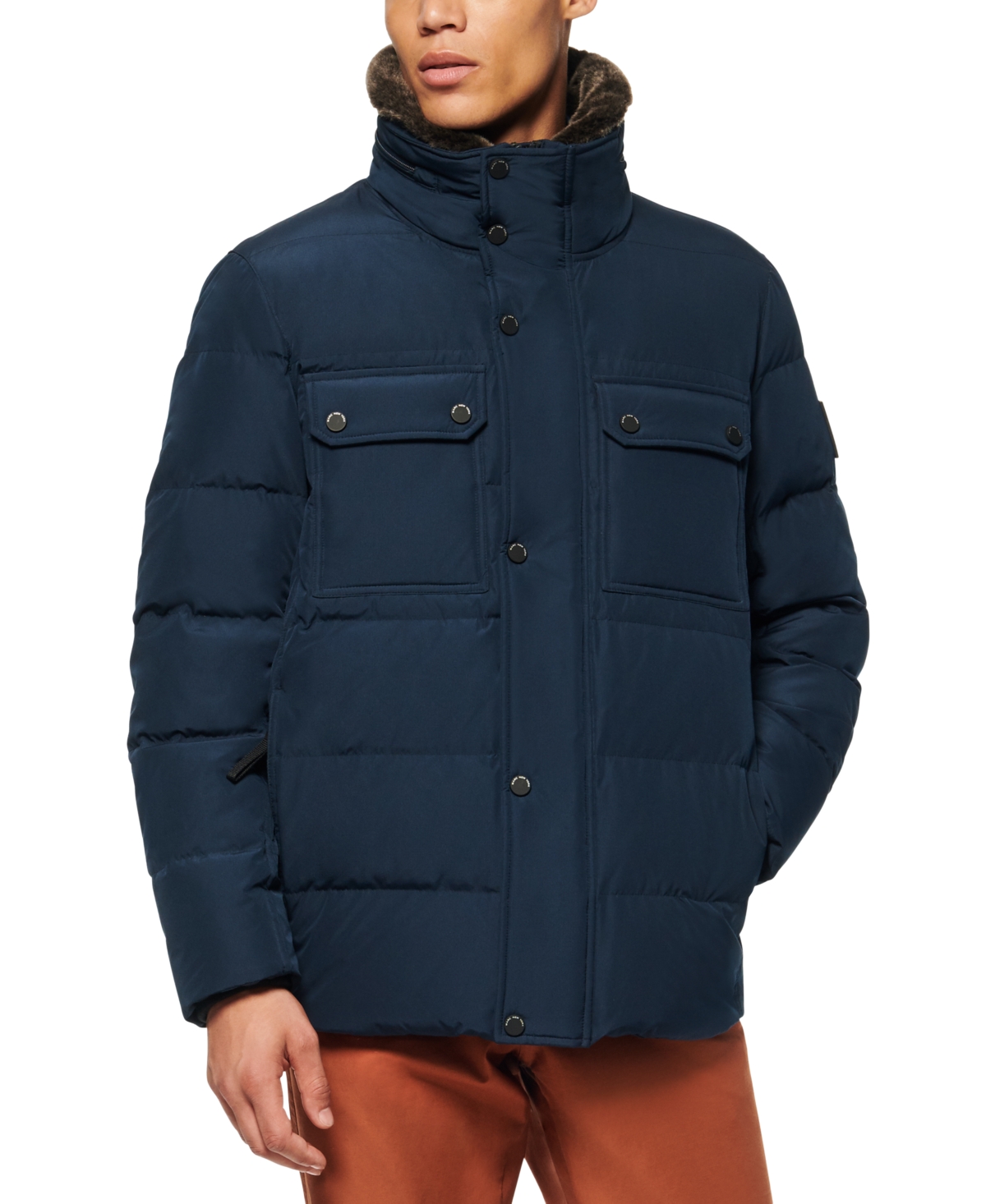 Marc New York Godwin Water Resistant Puffer Coat With Faux Fur Collar In Ink