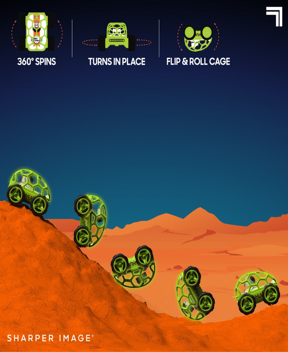 Sharper Image Orbit Tumbler Glow-in-the-dark All-terrain Rover Toy In Bright Green