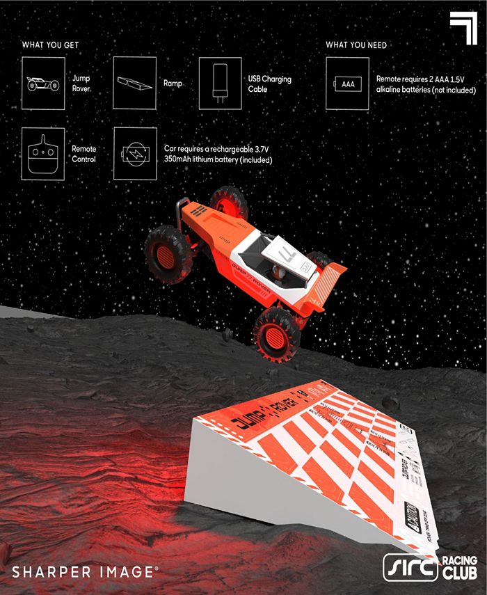 Sharper Image Remote Control Stunt Ramp Rechargeable Jump Rover Car Toy