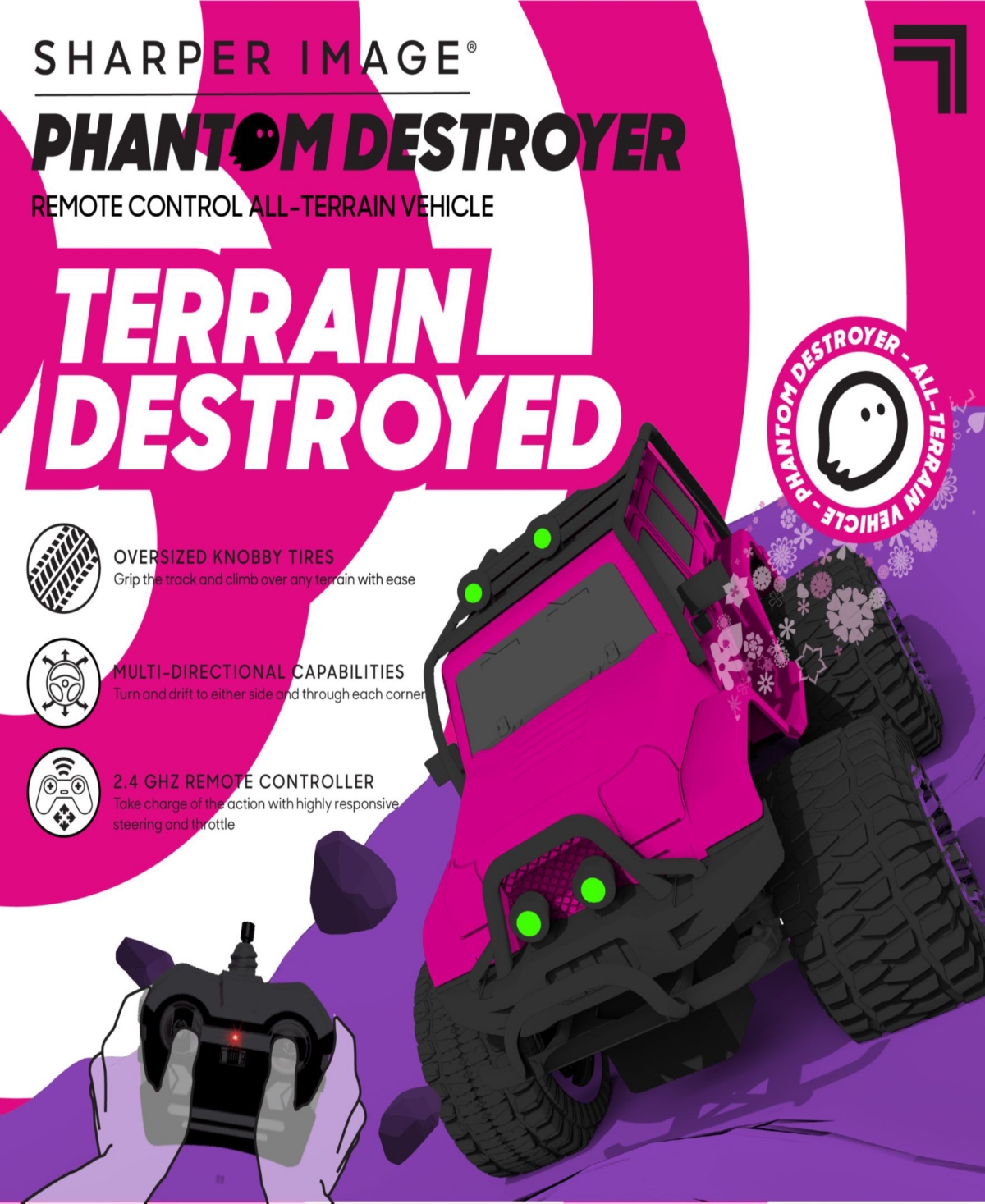 SHARPER IMAGE REMOTE CONTROL ALL-TERRAIN PHANTOM DESTROYER TOY CAR, SET OF 2 