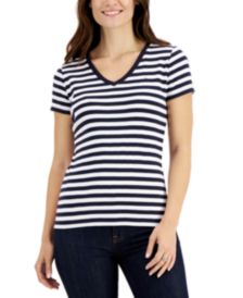 Cotton Striped V-Neck T-Shirt