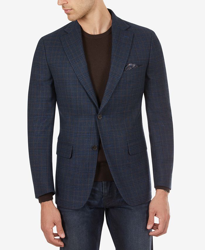 Tallia Men's Slim Fit Plaid Sport Coat Black Size 42R