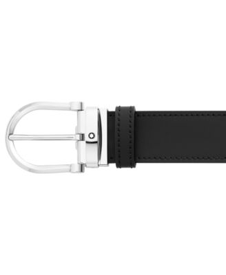 Men's Horseshoe Shiny Stainless Steel Reversible Leather Belt