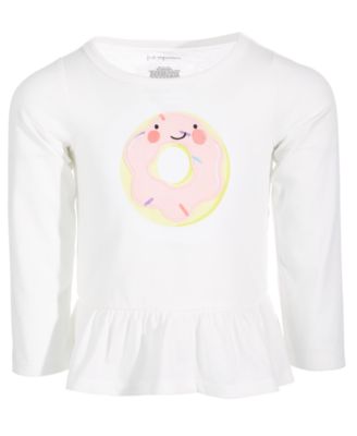 First Impressions - Toddler Girls Sweet Donut Peplum Bottom Long-Sleeve T-Shirt