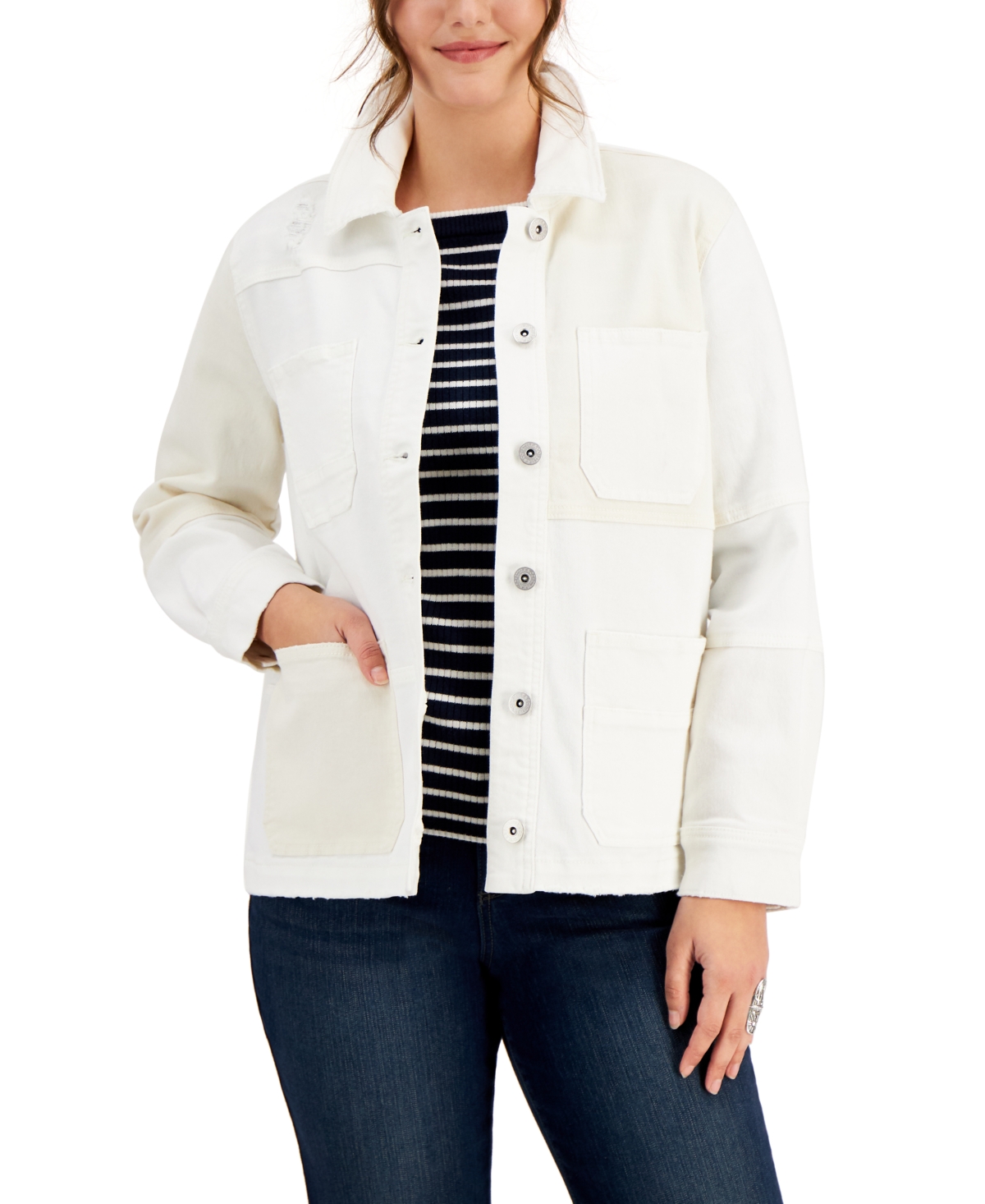 Style & Co Petite Colorblocked Denim Jacket