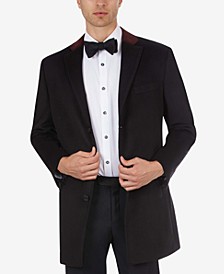 Men's Topcoat with Contrast Velvet Top Collar