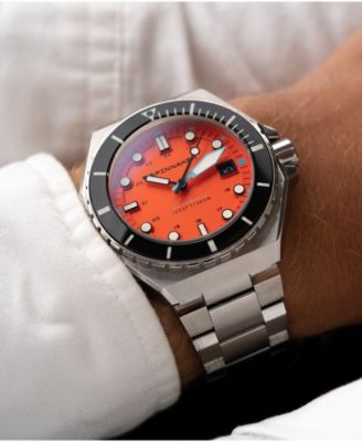 Men's Dumas Automatic Tangerine with Silver-Tone Solid Stainless Steel Bracelet Watch 44mm